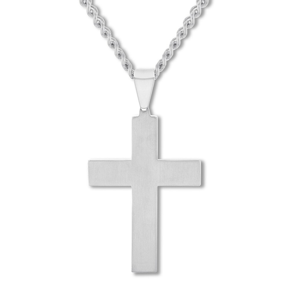 Diamond Cross Necklace 1/2 ct tw Stainless Steel 24\" uHT8GgXw