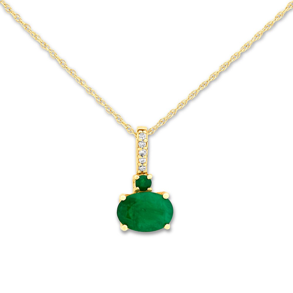 Natural Emerald Necklace Diamond Accents 10K Yellow Gold uJXch9Ra