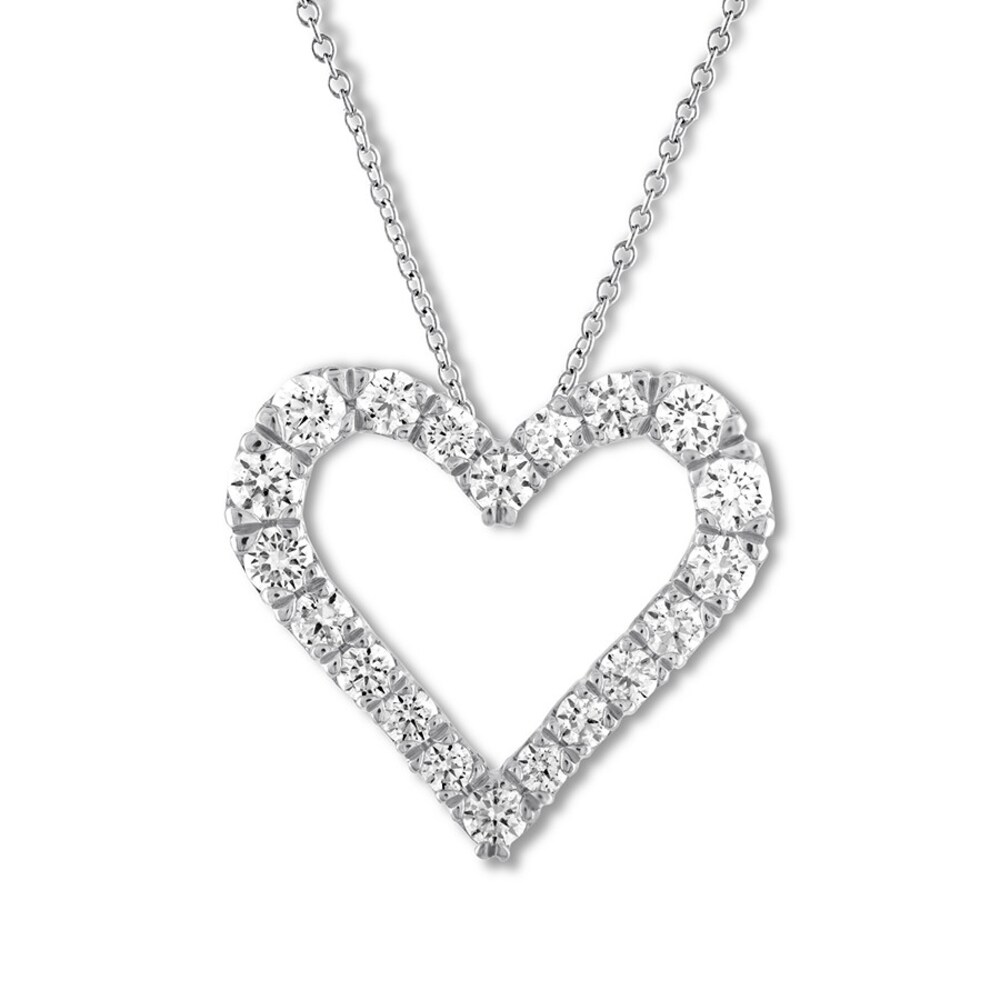 Diamond Heart Necklace 3/4 ct tw Round-cut 14K White Gold uK1A5L2N