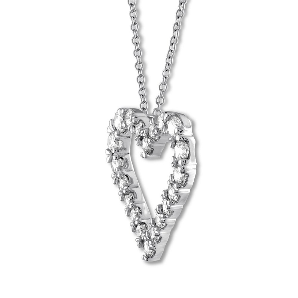 Diamond Heart Necklace 3/4 ct tw Round-cut 14K White Gold uK1A5L2N