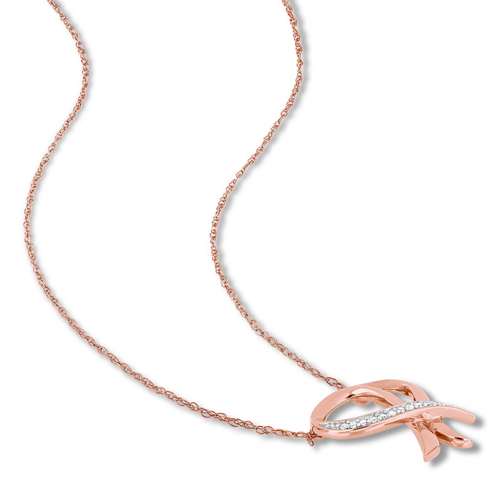 Ribbon Heart Necklace 1/20 ct tw Diamonds 10K Rose Gold uLqnwzj4