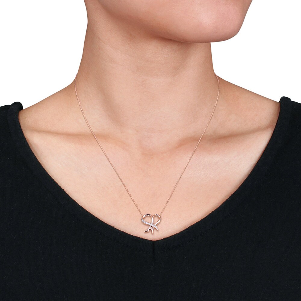 Ribbon Heart Necklace 1/20 ct tw Diamonds 10K Rose Gold uLqnwzj4