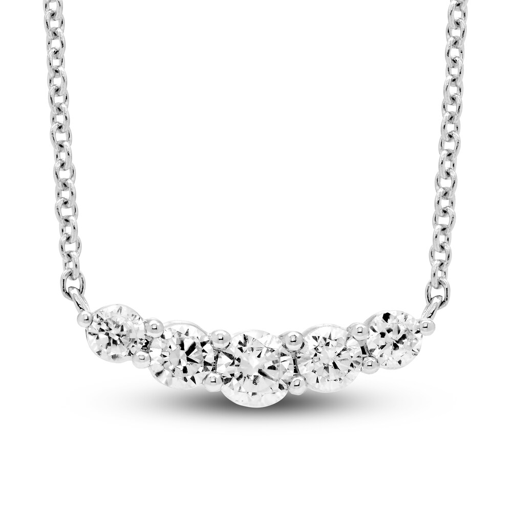 Hearts Desire Diamond 5-Stone Necklace 1/2 ct tw Round 18K White Gold 18" uLvwzJa6