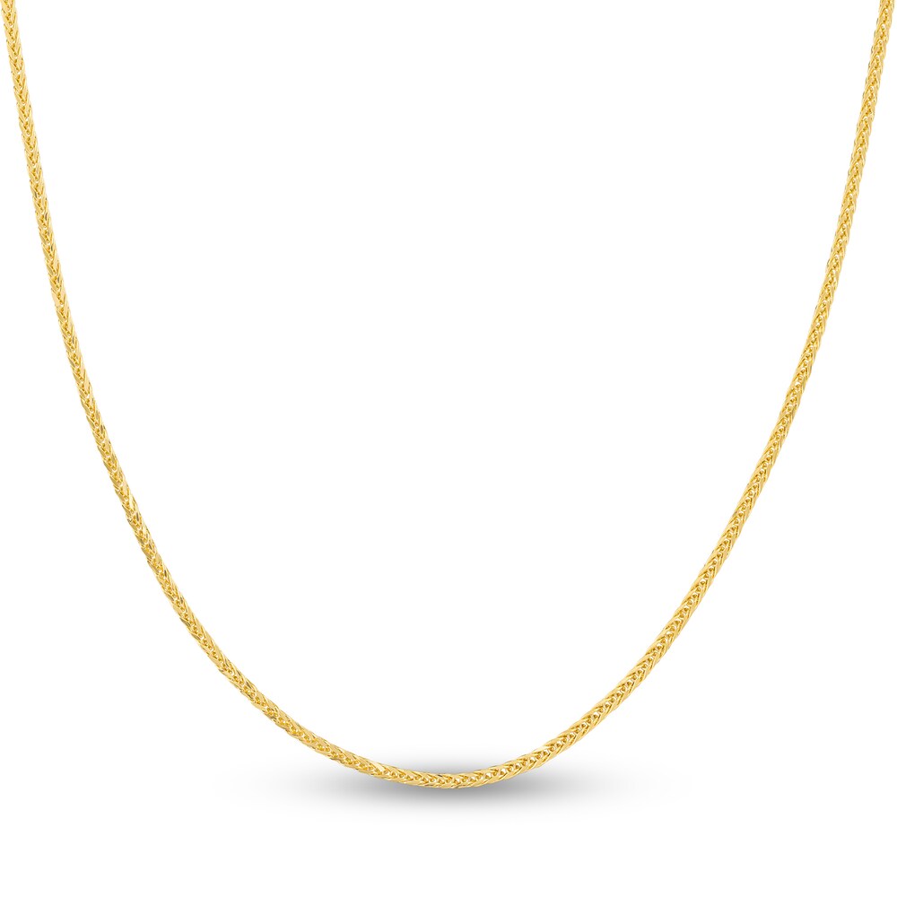 Square Wheat Chain Necklace 14K Yellow Gold 24" uOxxkyaj