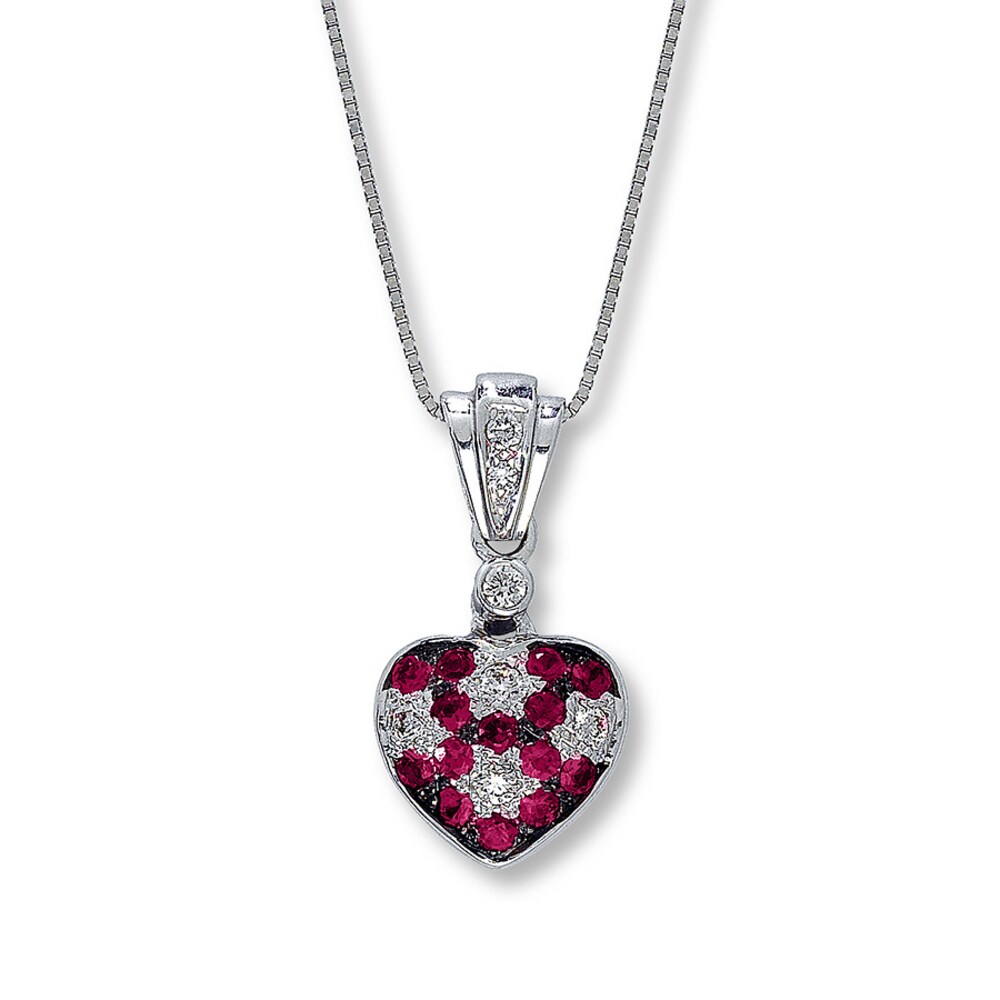 Le Vian Heart Necklace Natural Rubies 1/15 ct tw Diamonds 14K Vanilla Gold uVo5OoaL