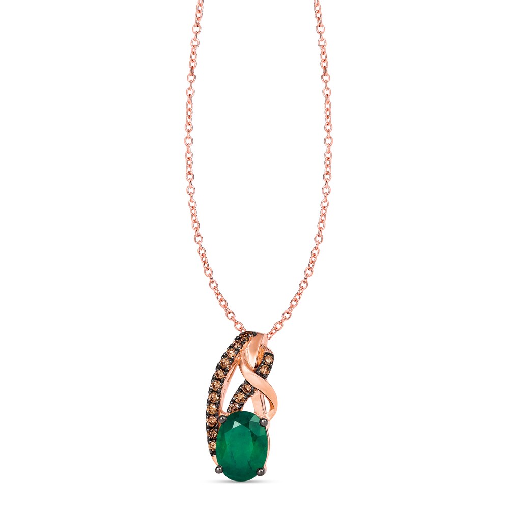 Le Vian Natural Emerald Necklace 1/8 ct tw Diamonds 14K Strawberry Gold uXoWWVB7 [uXoWWVB7]