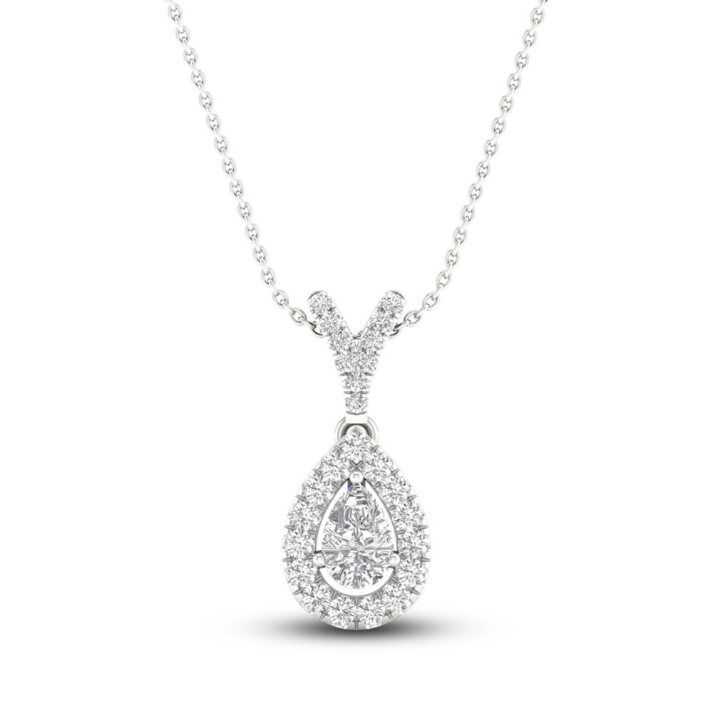 Diamond Necklace 1/4 ct tw Pear-shaped/Round 10K White Gold 18" uXqeaVxm