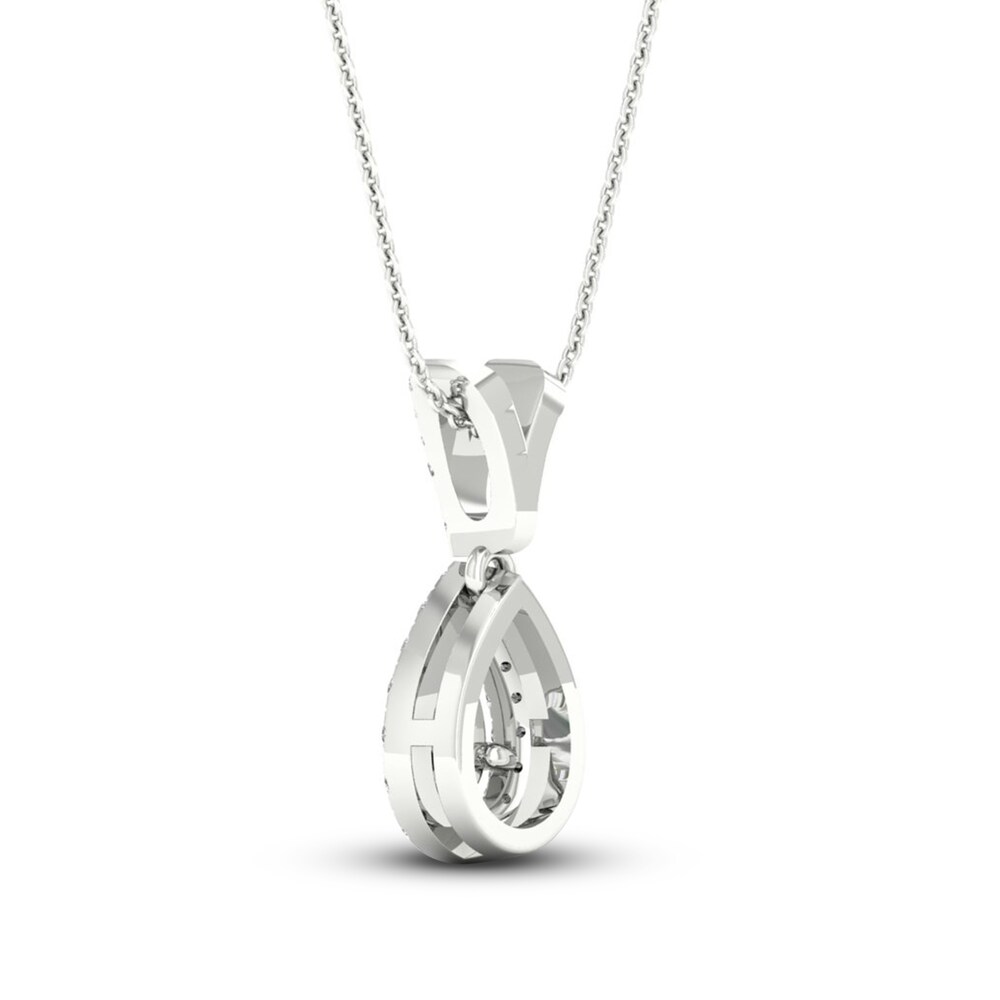 Diamond Necklace 1/4 ct tw Pear-shaped/Round 10K White Gold 18\" uXqeaVxm