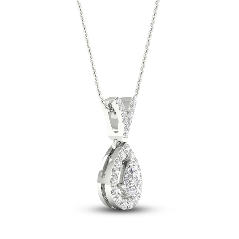 Diamond Necklace 1/4 ct tw Pear-shaped/Round 10K White Gold 18\" uXqeaVxm