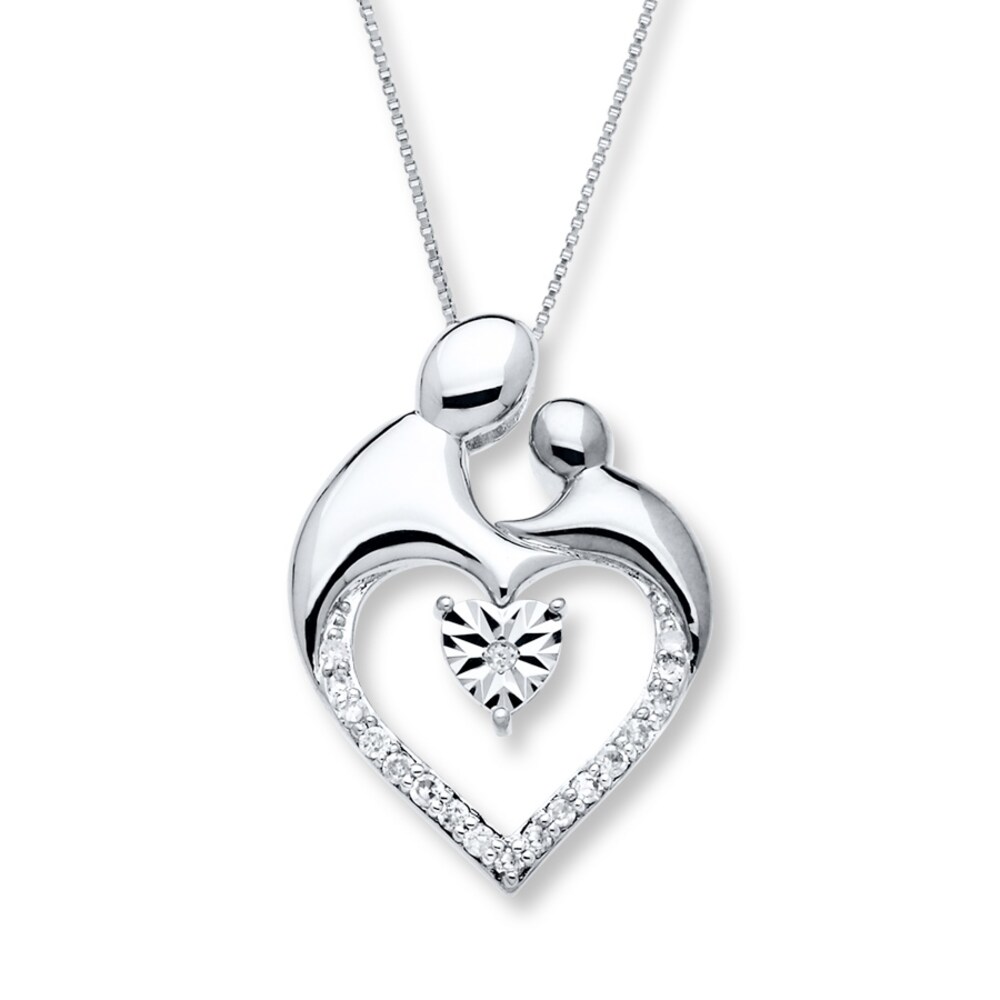 Mother & Child Necklace 1/5 ct tw Diamonds Sterling Silver uaYiEtUV