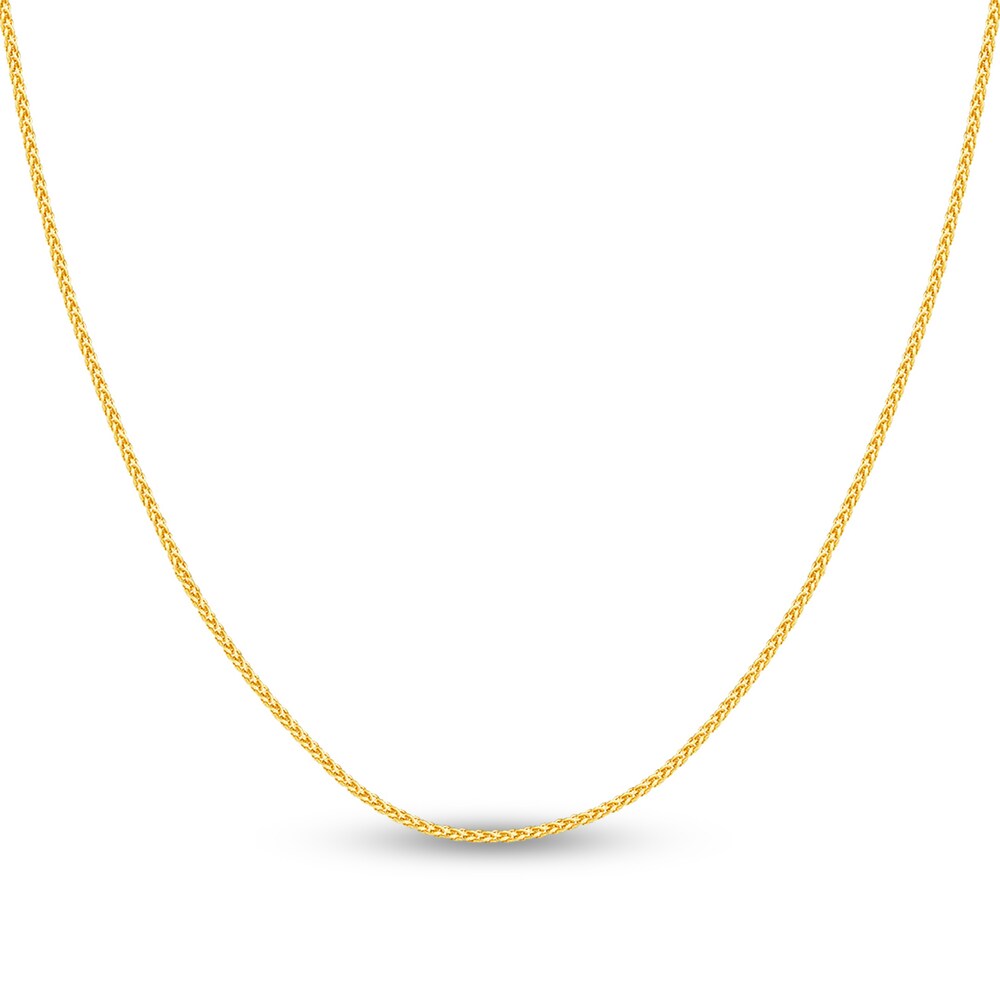 Round Wheat Chain Necklace 14K Yellow Gold 24\" ubaS1mgZ
