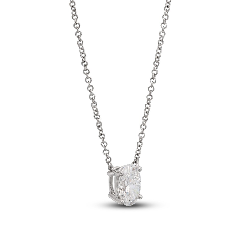 Lab-Created Diamond Solitaire Necklace 1 ct tw Oval 14K White Gold 19\" (SI2/F) uf7poCQj