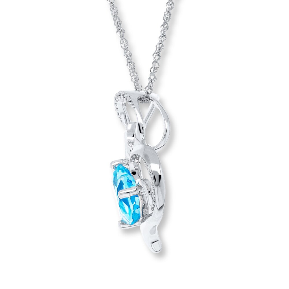 Blue Topaz Heart Necklace Diamond Accents 10K White Gold uof2m5xp