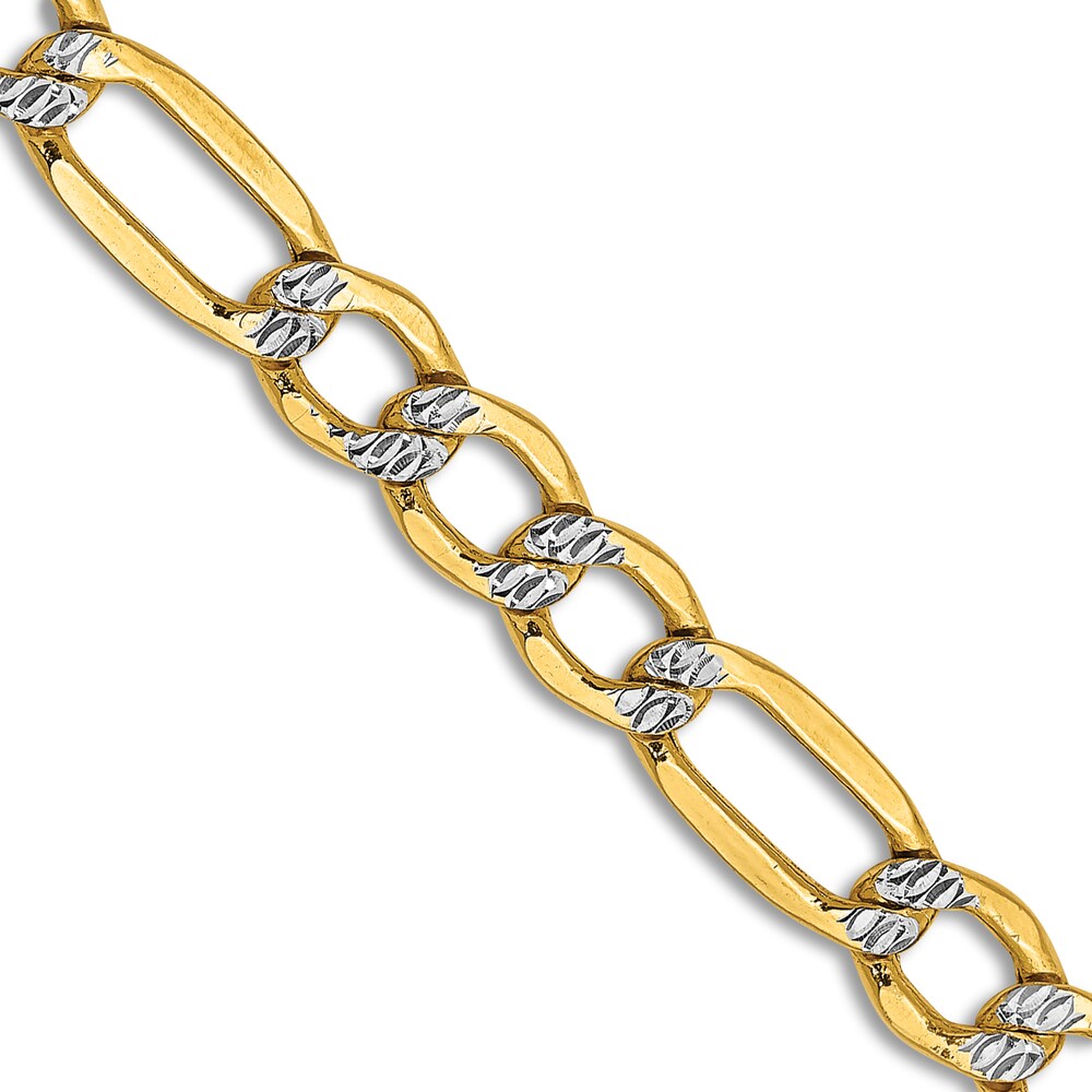 Figaro Chain Necklace 14K Yellow Gold 24\" 5.25mm uom6xR82