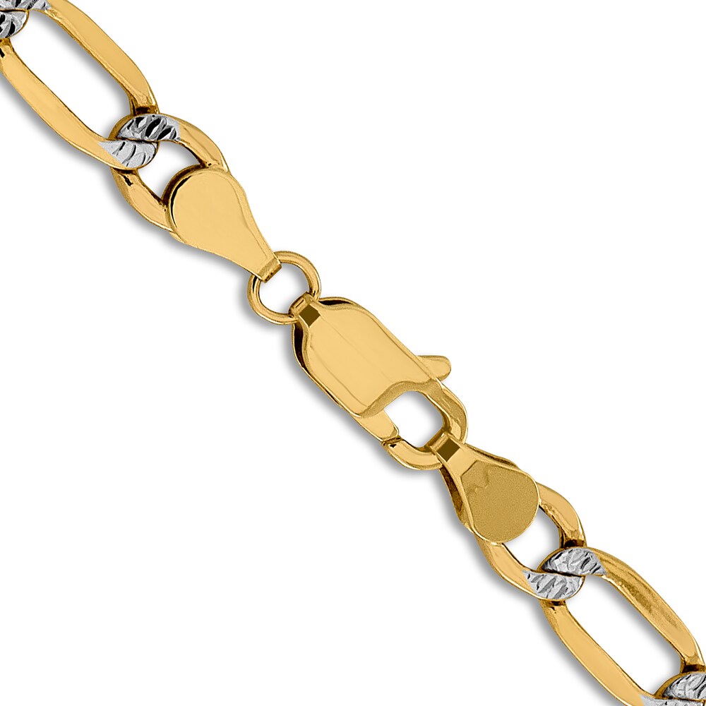 Figaro Chain Necklace 14K Yellow Gold 24\" 5.25mm uom6xR82