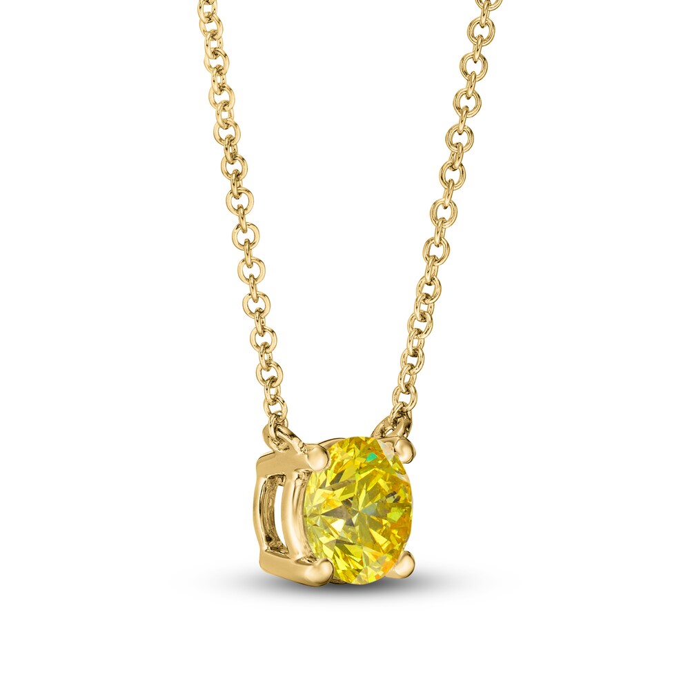 Lab-Created Diamond Solitaire Necklace 1 ct tw Round 14K Yellow Gold uq0bdcBs