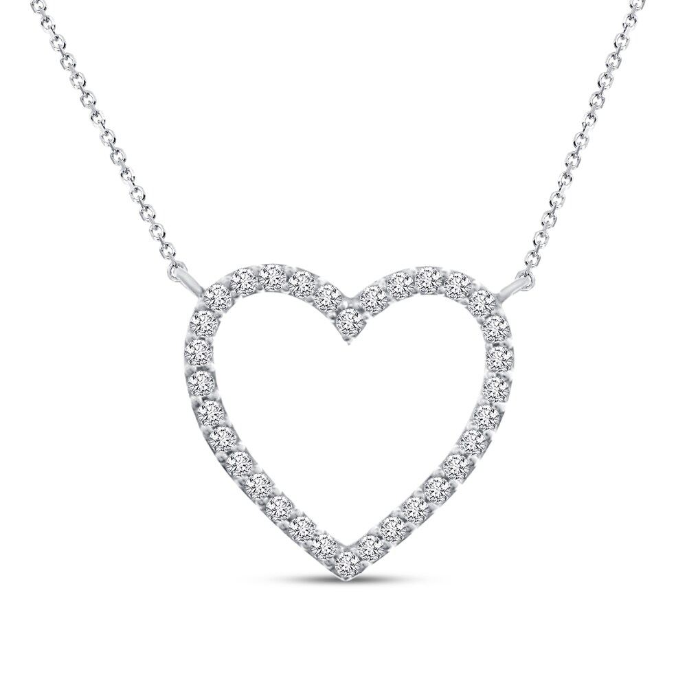 Diamond Heart Necklace 1/10 ct tw Round-cut 10K White Gold uqpF5Uzb