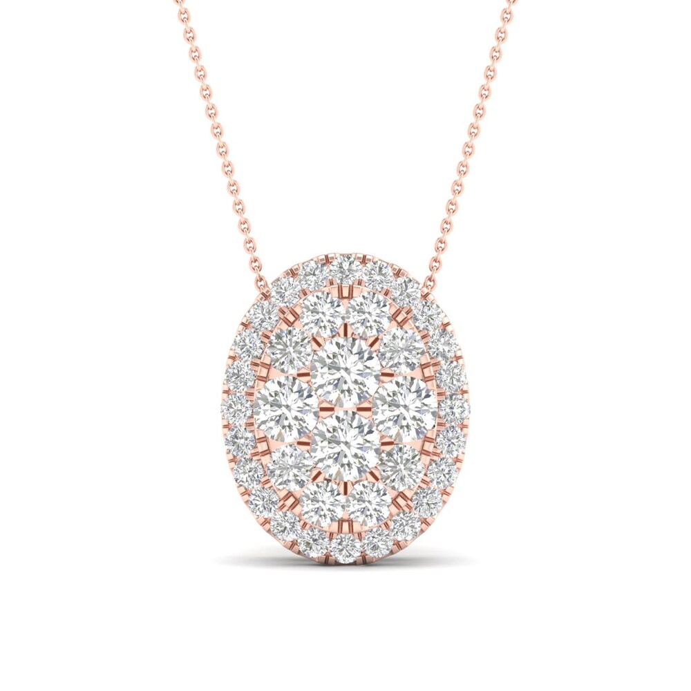 Colorless Diamond Pendant Necklace 1-1/2 ct tw Round 14K Rose Gold uuStxFJk