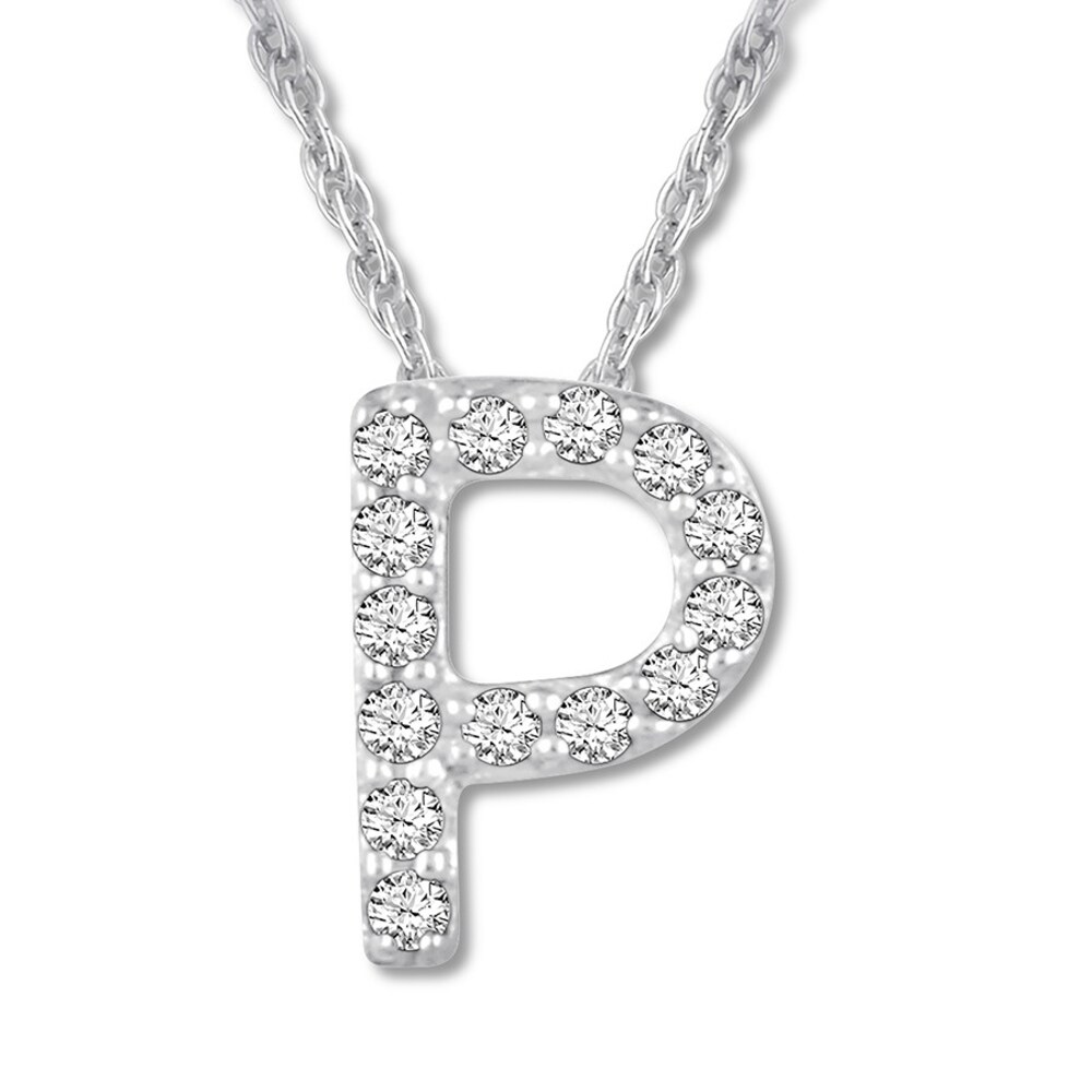 Diamond Initial P Necklace 1/20 ct tw Round-cut 10K White Gold uy3drTCo