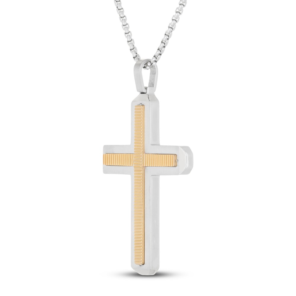 Cross Necklace Yellow Ion-Plated Stainless Steel 24\" v147r6nK