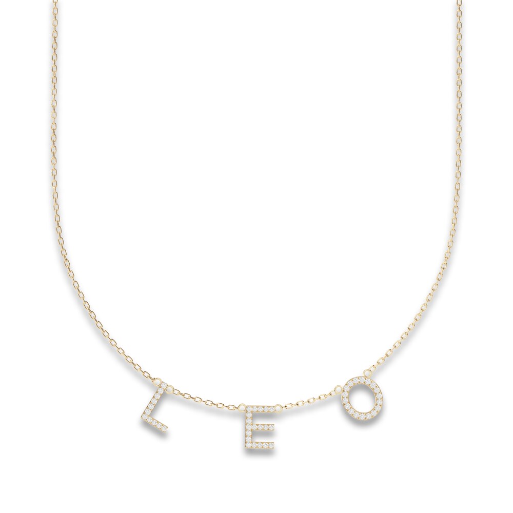 Juliette Maison Diamond Station Name Necklace 3/8 ct tw Round 10K Yellow Gold v1rTx2Gg