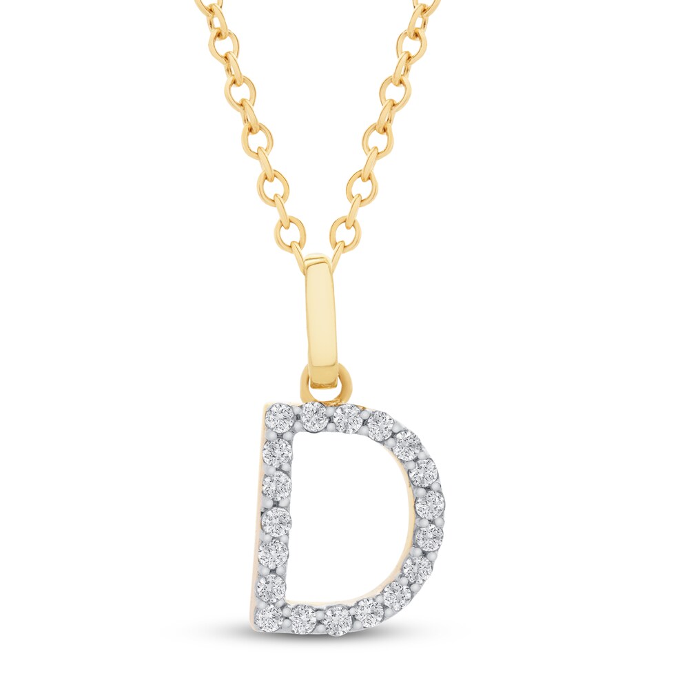 Diamond Letter D Necklace 1/10 ct tw Round 10K Yellow Gold vAVlBYnm