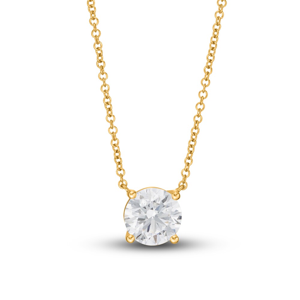 Lab-Created Diamond Solitaire Necklace 1-1/2 ct tw Round 14K Yellow Gold (SI2/F) vE8CcdNU [vE8CcdNU]