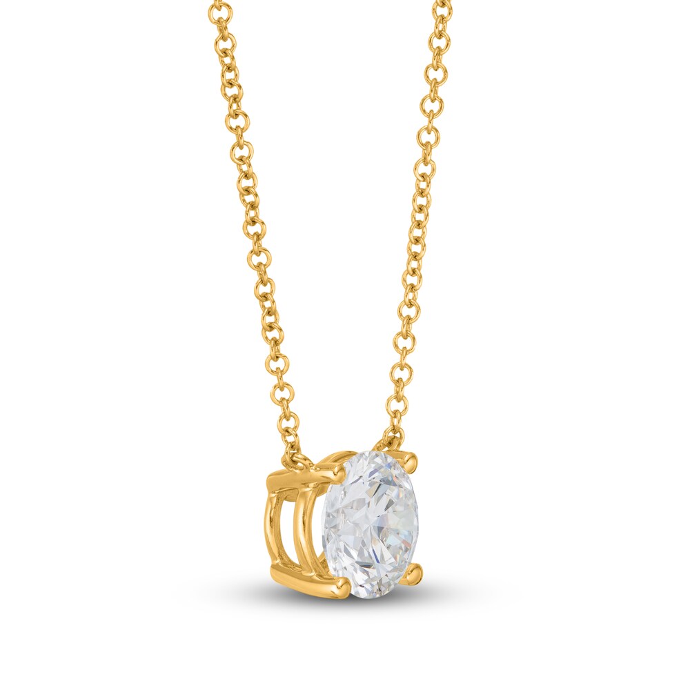 Lab-Created Diamond Solitaire Necklace 1-1/2 ct tw Round 14K Yellow Gold (SI2/F) vE8CcdNU