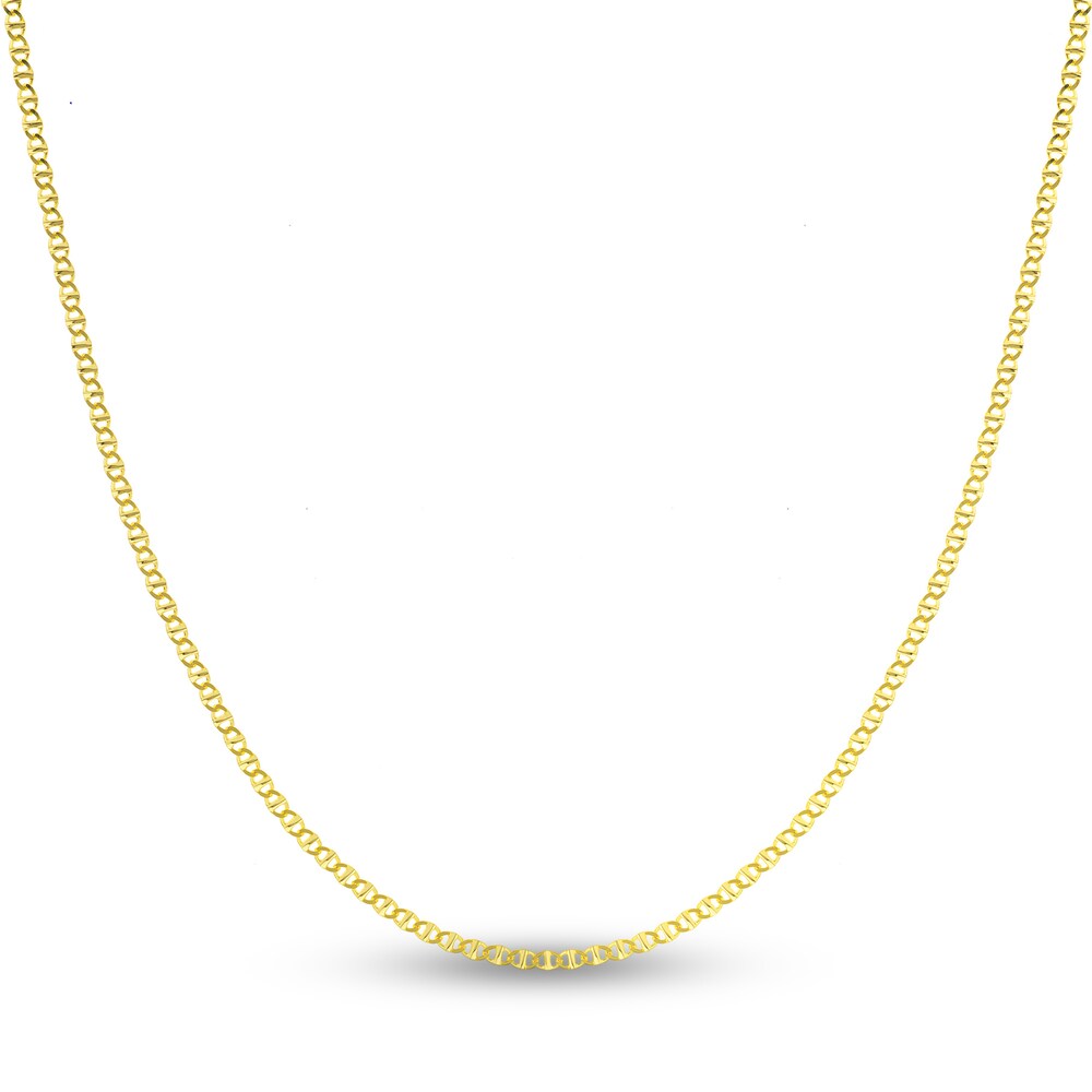 Flat Mariner Chain Necklace 14K Yellow Gold 18" vEFIOKka