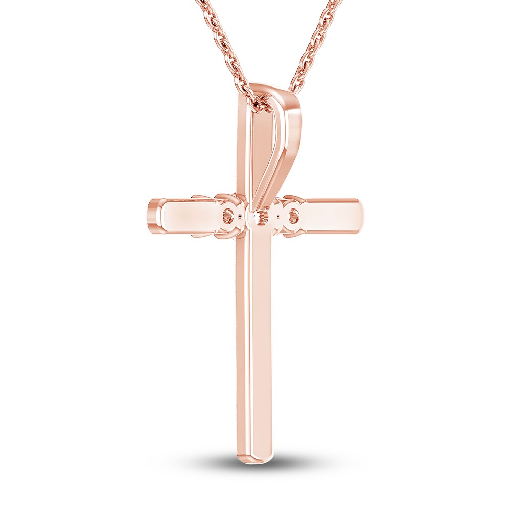 Diamond Cross Necklace 1/3 ct tw Round 10K Rose Gold 18\" vGVYE1c7