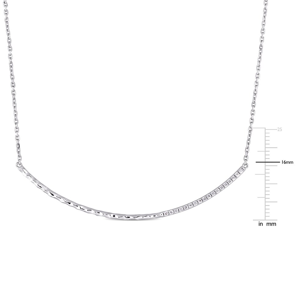 Diamond Curve Bar Necklace 1/6 ct tw Round 14K White Gold 30\" vK52FGzw