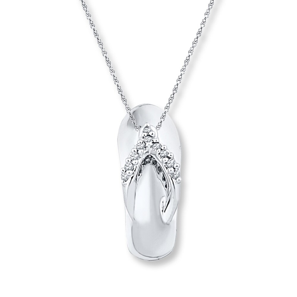 Flip-Flop Necklace 1/20 ct tw Diamonds Sterling Silver vLZEsp0H