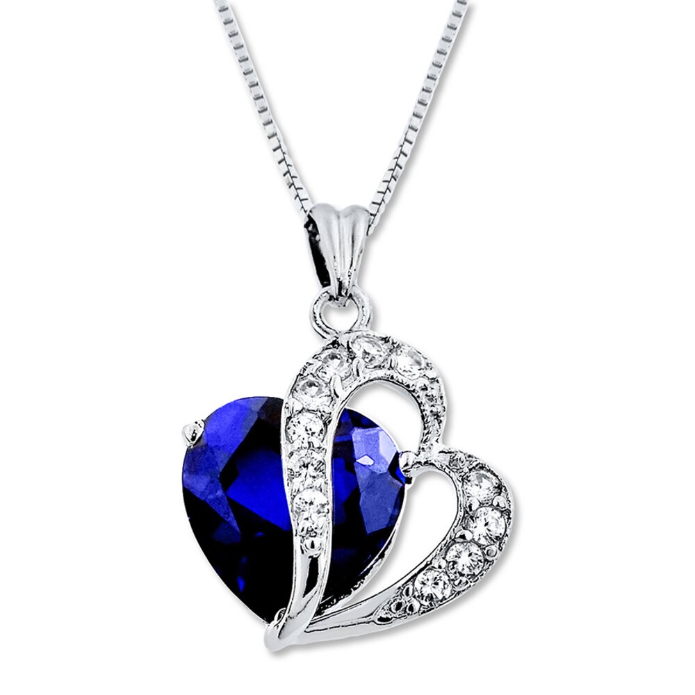 Blue & White Lab-Created Sapphire Sterling Silver Necklace vMjadA6x [vMjadA6x]