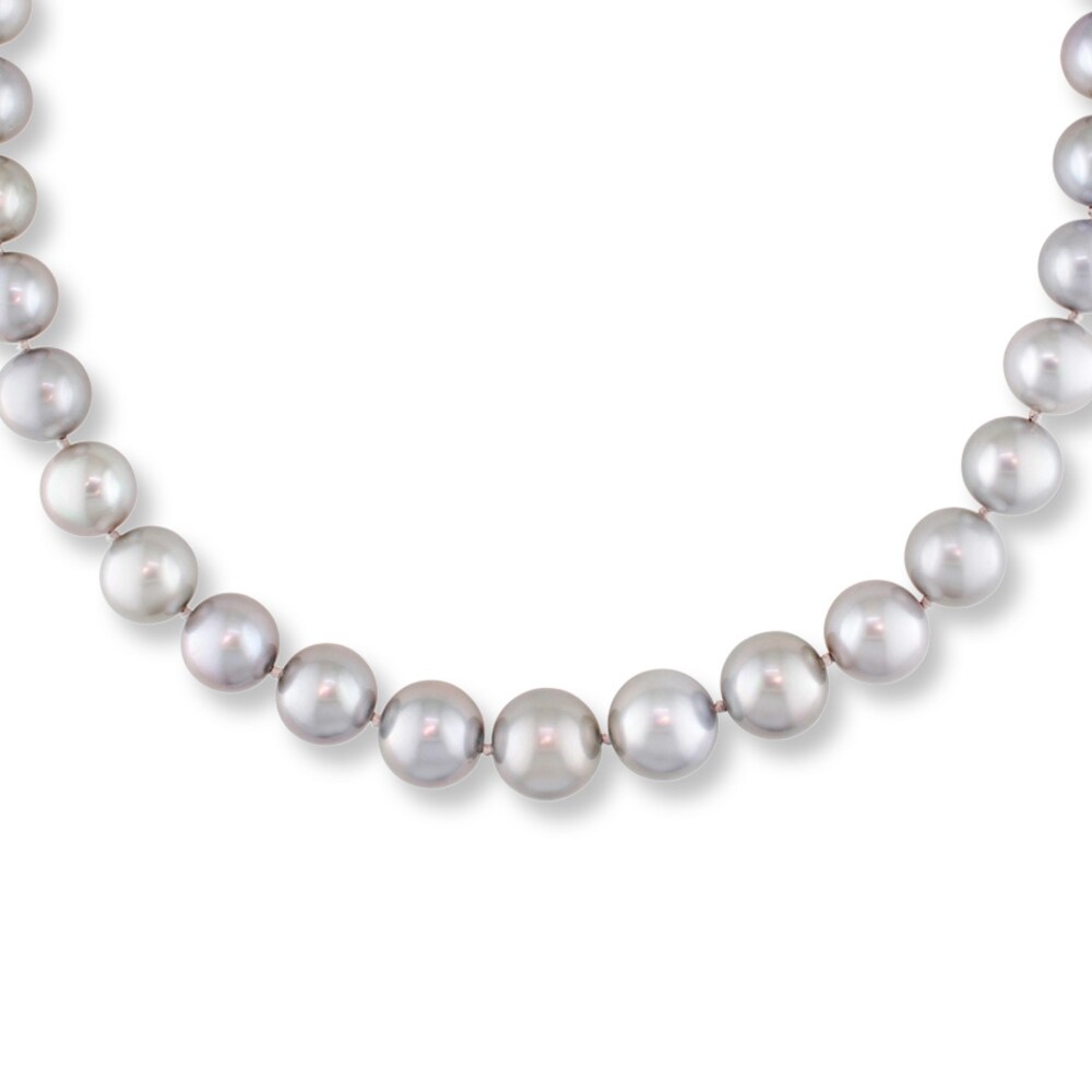 Cultured Pearl Necklace 1/20 ct tw Diamonds 14K White Gold vTZ7lTr3 [vTZ7lTr3]