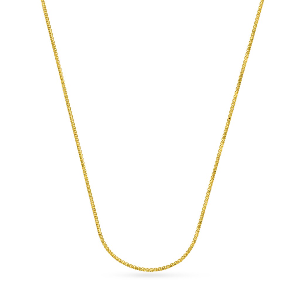 Round Wheat Chain Necklace 18K Yellow Gold 16" vZHjPVQs