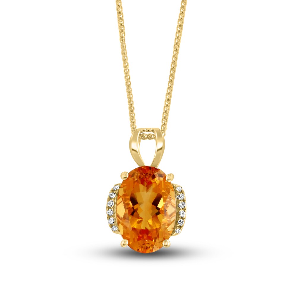 LALI Jewels Natural Citrine Necklace 1/20 ct tw Diamonds 14K Yellow Gold vZNrNz1w [vZNrNz1w]
