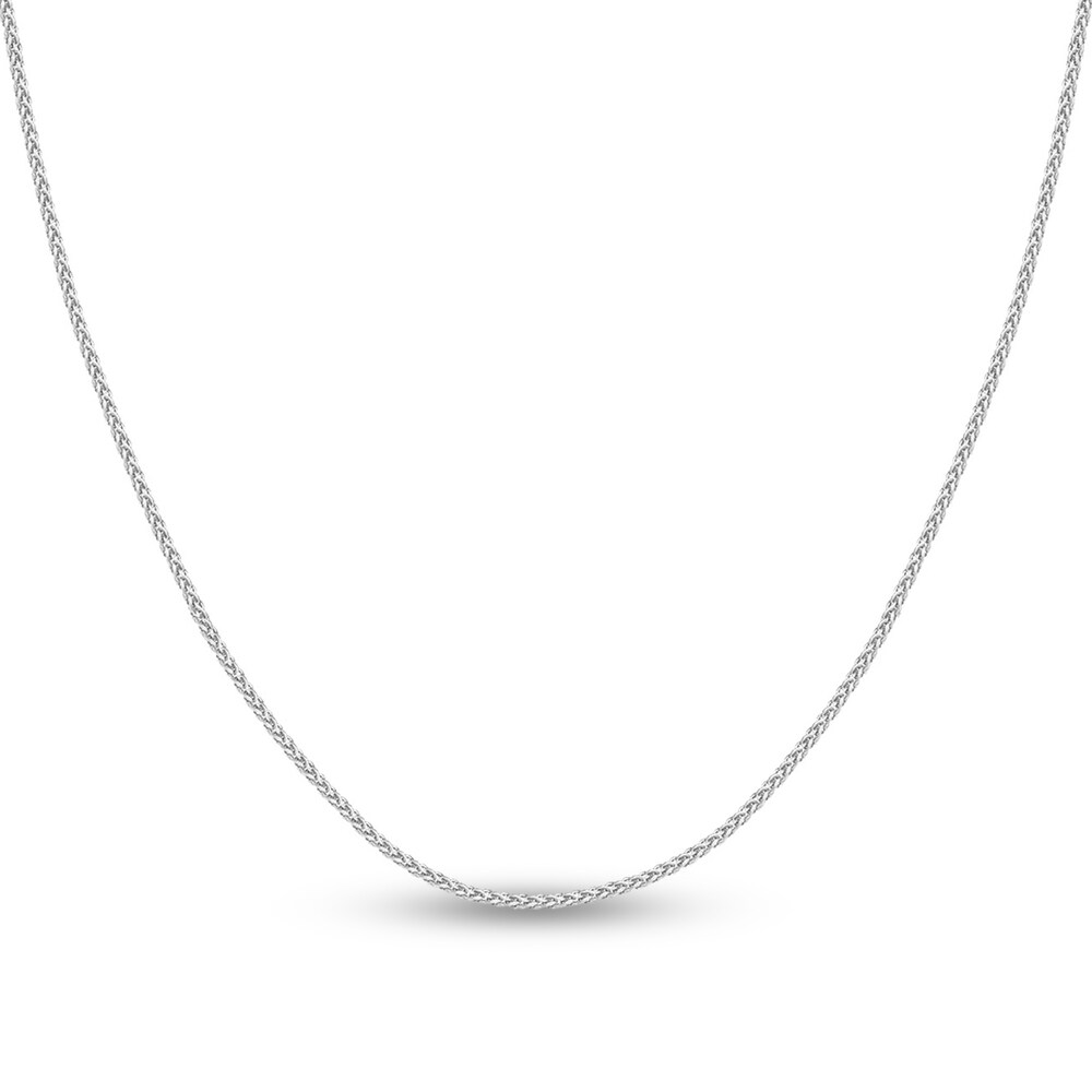 Round Wheat Chain Necklace 14K White Gold 18\" veZJ09iX