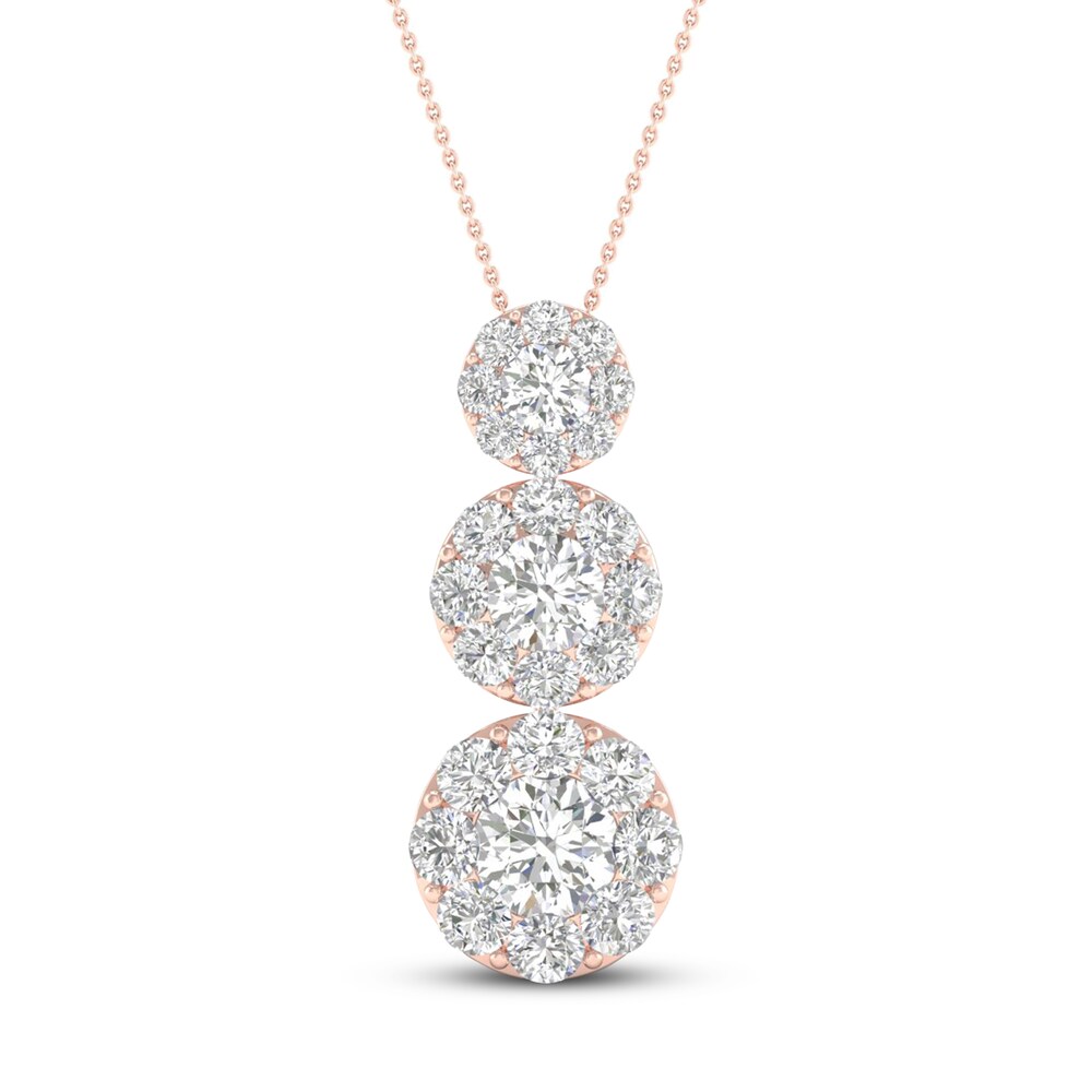 Diamond Pendant Necklace 1 ct tw Round 14K Rose Gold vfRrIwsr