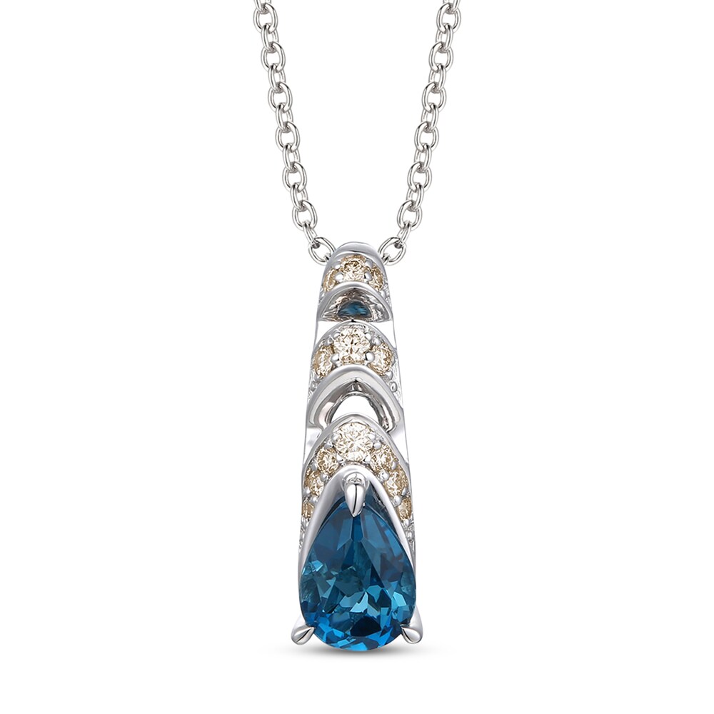 Le Vian Natural Blue Topaz Necklace 1/10 ct tw Diamonds 14K Vanilla Gold vjYEJbVW