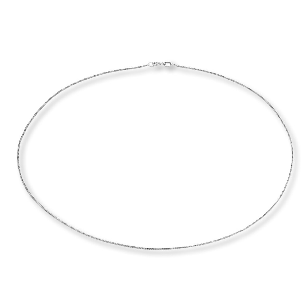 Round Wheat Chain 14K White Gold 18\" Length vjfqjwkl