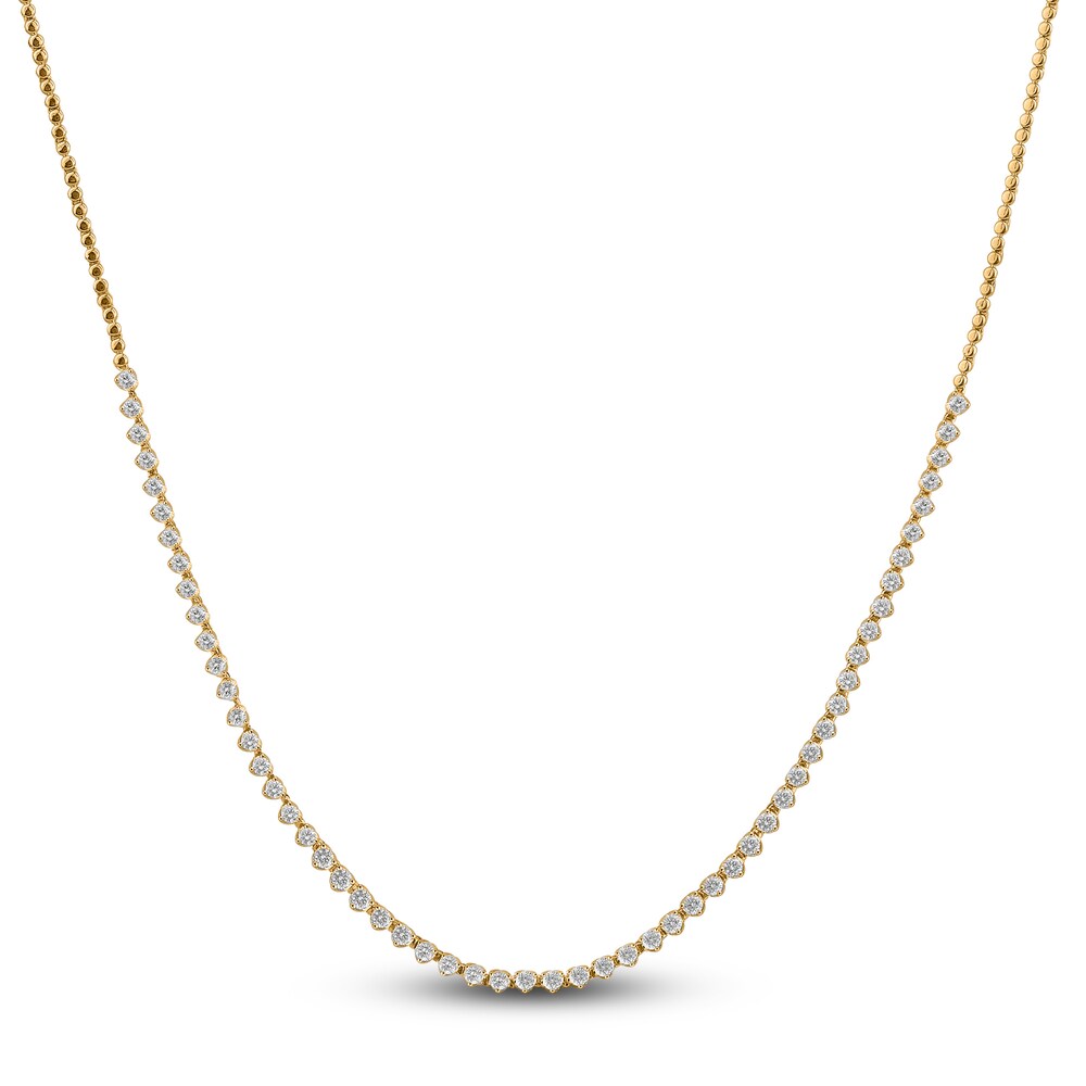 Diamond Tennis Necklace 3 ct tw Round 14K Yellow Gold 17" vl96KGXr