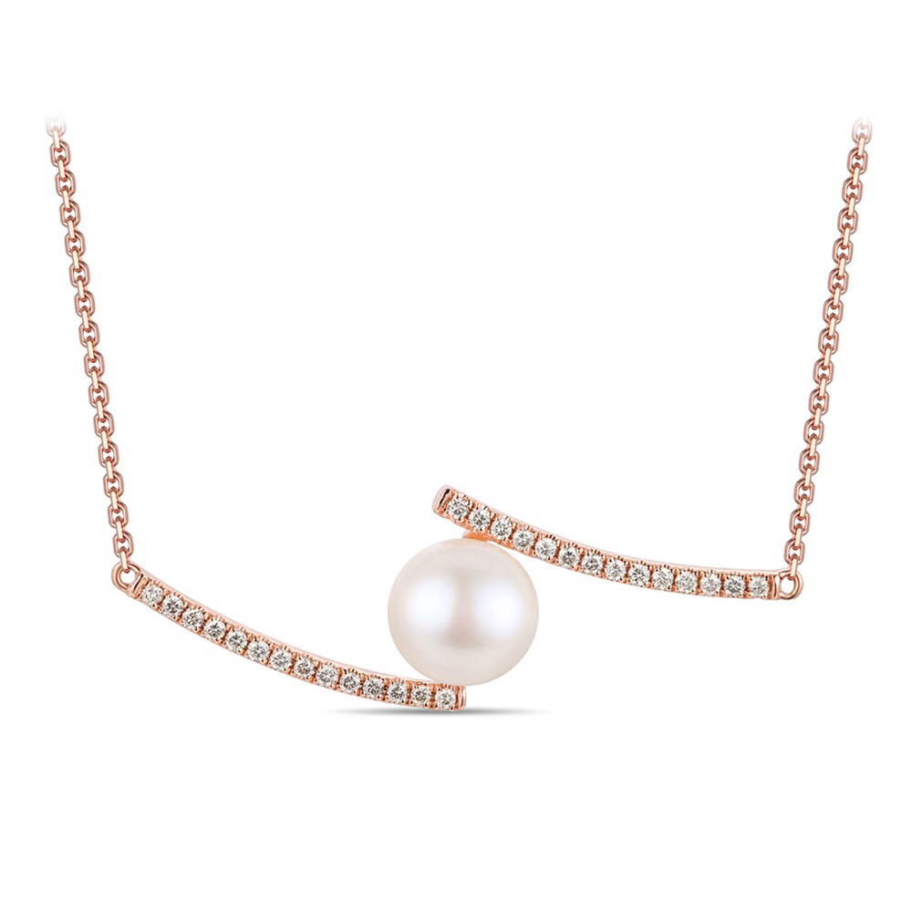 Le Vian Cultured Freshwater Pearl Necklace 1/2 ct tw Diamonds 14K Strawberry Gold voaQTVdQ