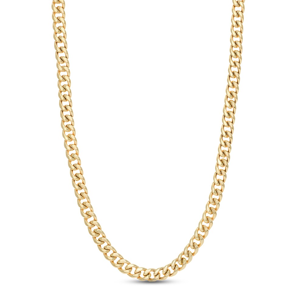 Men\'s Cuban Link Necklace 14K Yellow Gold 24\" vqJV4SpF