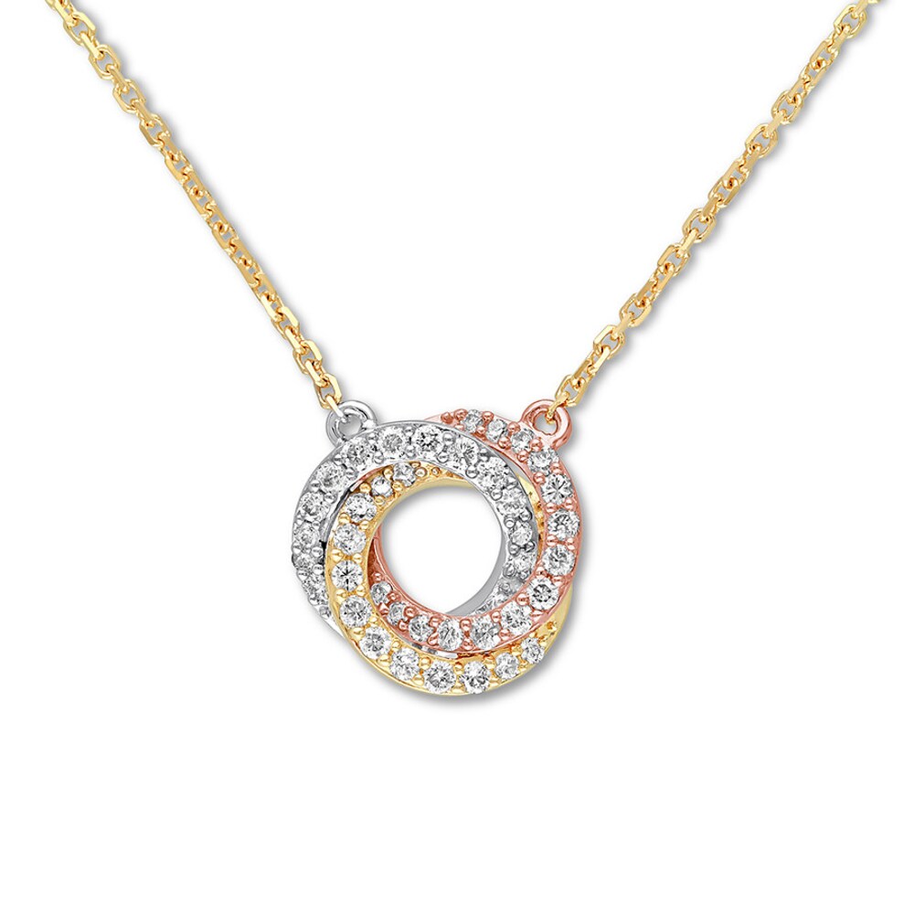Diamond Circle Necklace 1/4 Carat tw 14K Tri-Color Gold vrFTpG6w