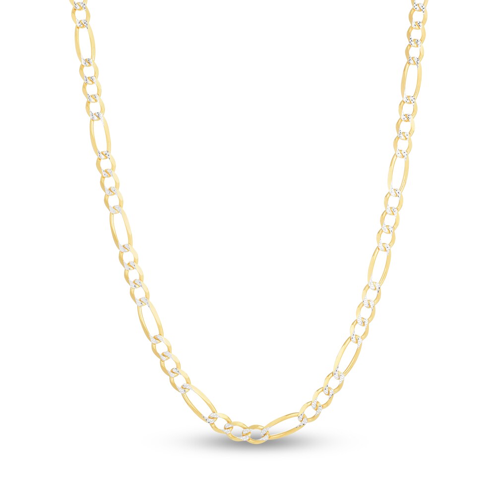 Two-Tone Figaro Chain Necklace 14K Yellow Gold 24" vvXI8qPY