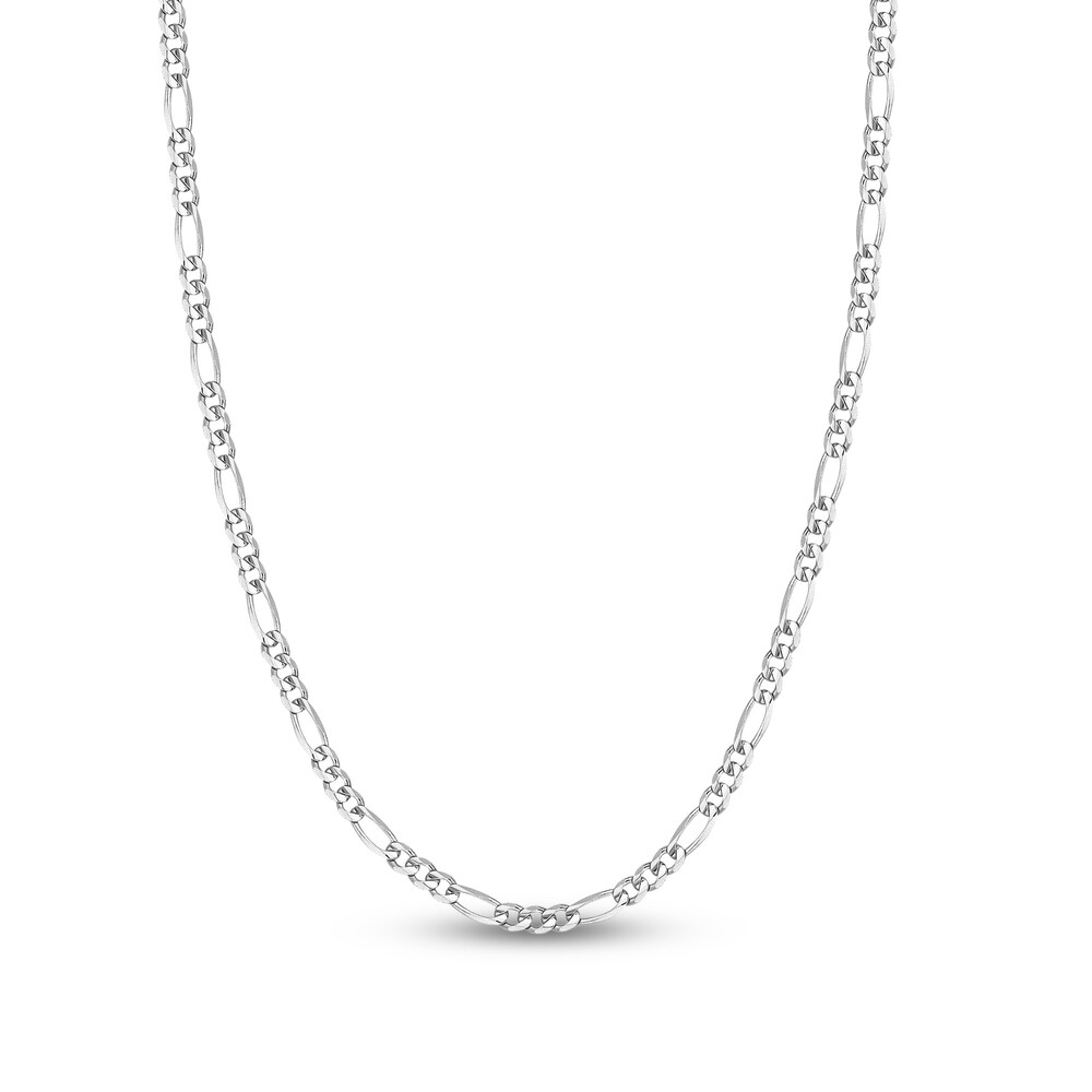 Figaro Chain Necklace 14K White Gold 20\" vwSneZRp