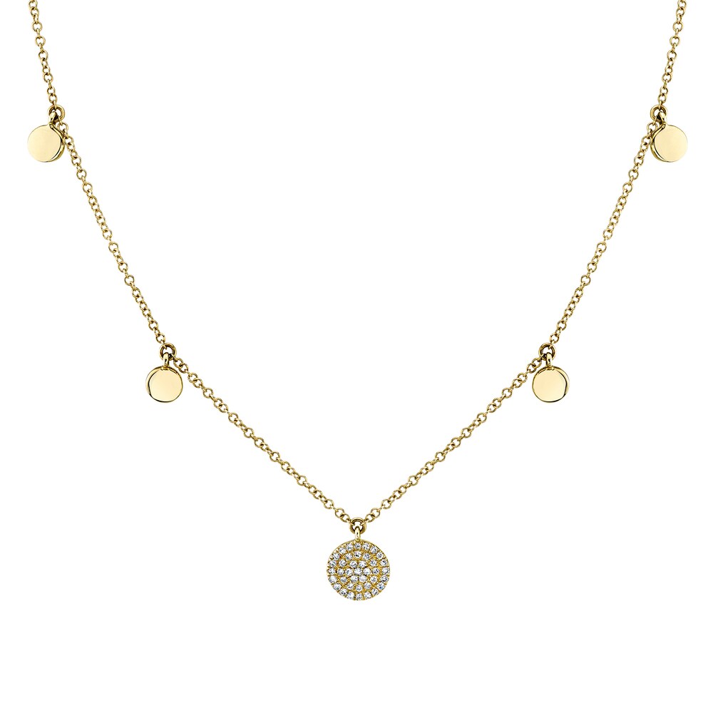 Shy Creation Diamond Circle Station Necklace 1/15 ct tw Round 14K Yellow Gold 581014103 vxwNyWHq