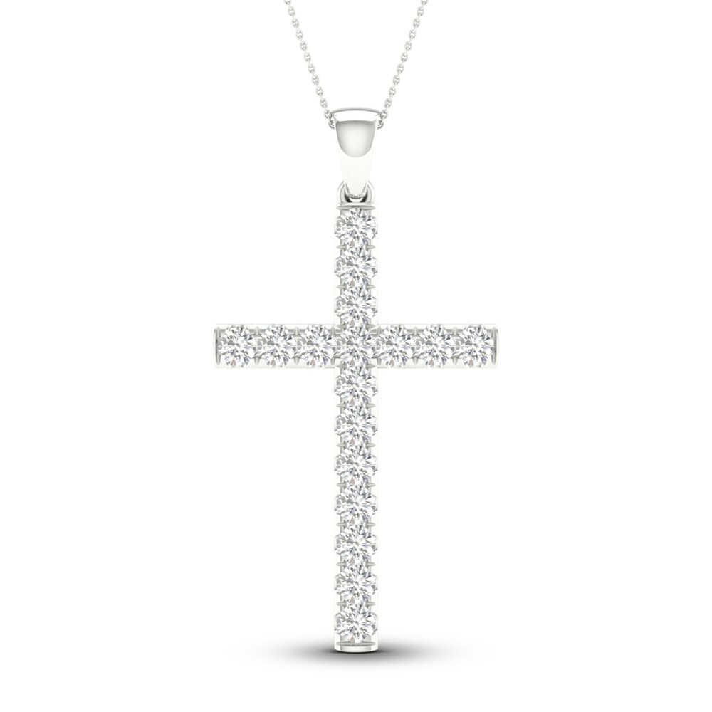 Lab-Created Diamond Necklace 2 ct tw Round 14K White Gold w47szWYx [w47szWYx]