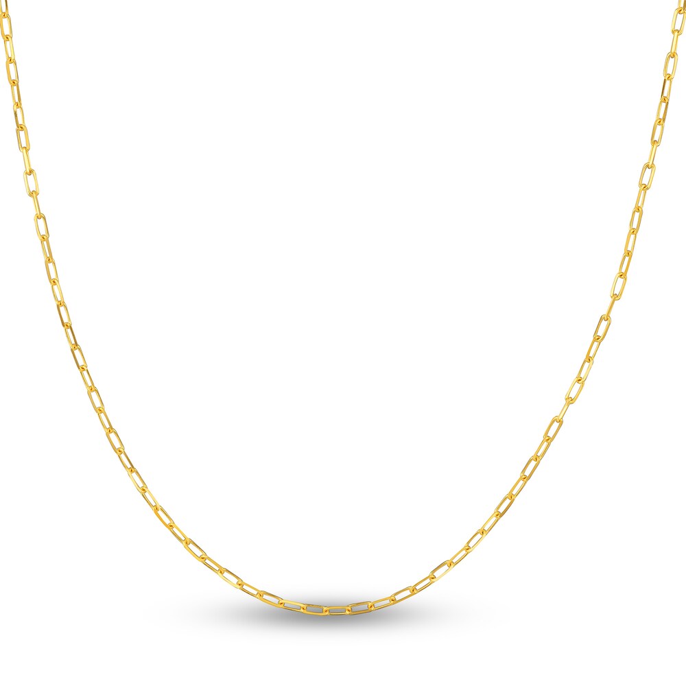 Paper Clip Chain Necklace 14K Yellow Gold 24\" w673c9OO