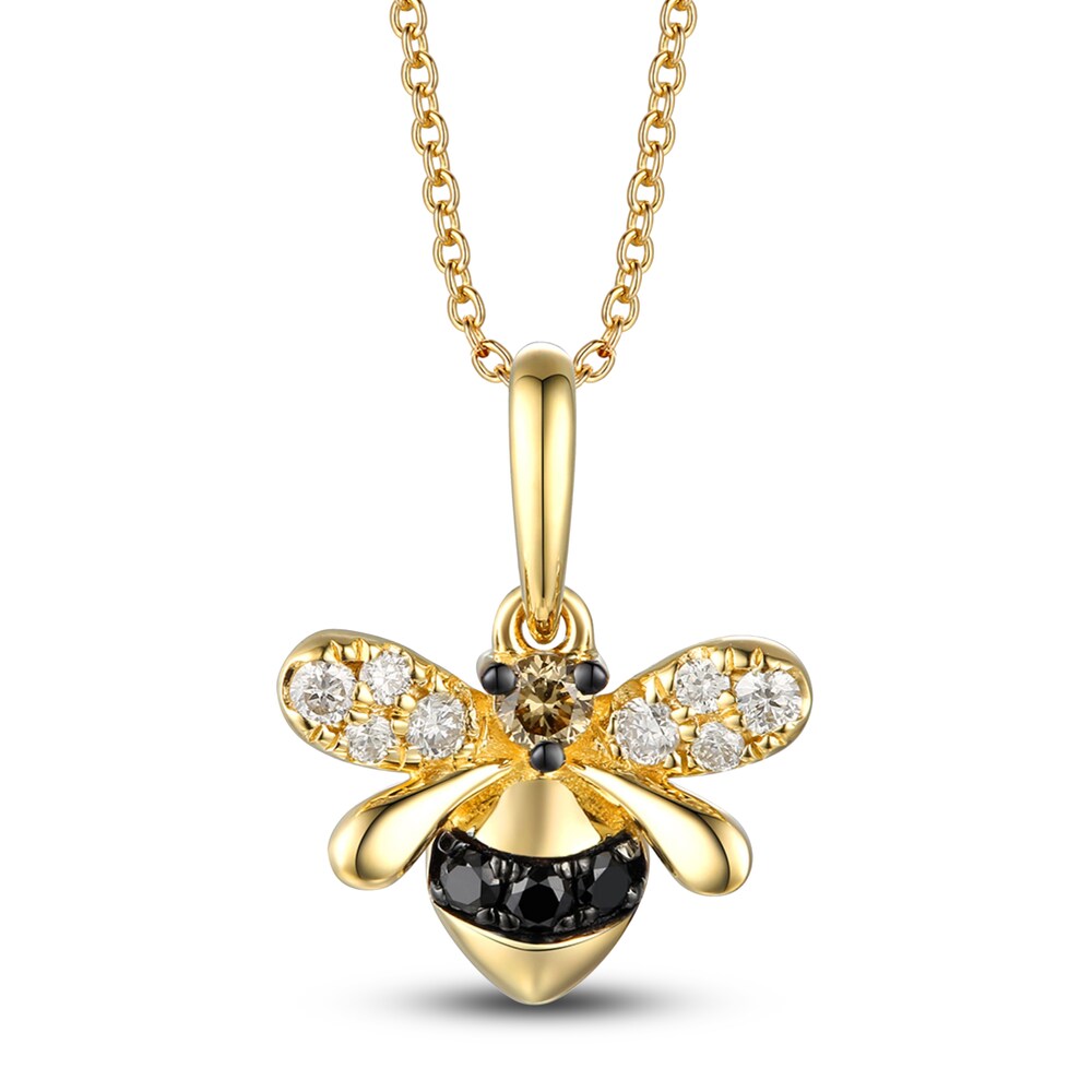 Le Vian Diamond Bee Pendant Necklace 1/5 ct tw Round 14K Honey Gold 18" w7dfQjhv